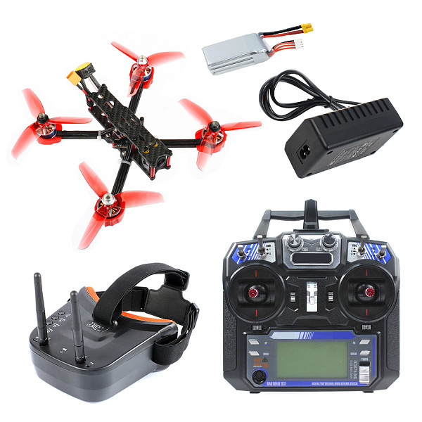 JMT F4 X1 175mm FPV Racing Drone 2-4S Quadcopter RTF with LST-009 FPV Goggles GHF411AIO Flight Controller Supra-VTX FS I6 Transmitter 750mAh 3S Battery