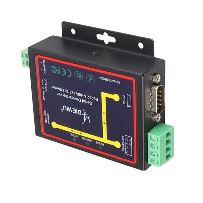 DIEWU RJ45 to RS232 RS485 RS422 Industrial Male Converter TCP/UDP Serial RS232 RS485 to Ethernet Device Server