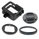 FEICHAO BGL-G8A Gopro8 Metal Shell Protection Frame Dog Cage GO8 Hot Cold Shoe Buckle 1/4 Screw Hole Expansion Frame Accessories CNC Aluminum Alloy Anti-fall Wear-resistant Expandable Filter Lens Cover Set