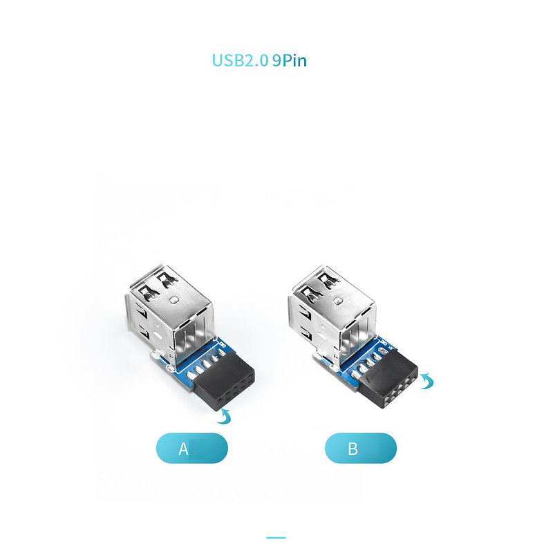 XT-XINTE 9pin Motherboard to 2 Ports USB2.0 Dual USB A 9 Pin Female Adapter Converter PCB Board Card Extender Internal Compter Connectors