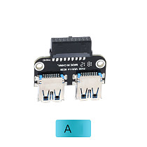 XT-XINTE 20Pin to Dual USB3.0 Adapter Connverter Desktop Motherboard 19 Pin/20P Header to 2 Ports USB 3.0 A Female Connector Card Reader