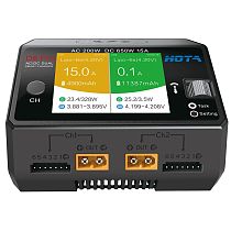 HOTA D6 Pro AC/DC AC 200W DC 650W 15A Dual-channel Smart Charger with Wireless Charging for LiHv/LiPo/LiFe/Lilon/Lixx 1~6S/NiZn/Nicd/NiMH 1~16S Batteries