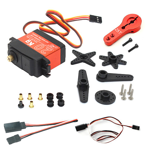 JMT 20KG Digital Servo Large Torque Metal Shell Waterproof Servo with Metal Servo Arm & Extension Cord For Car Model / Multi-rotor Aircraft / Helicopter / Robot / RC Toy