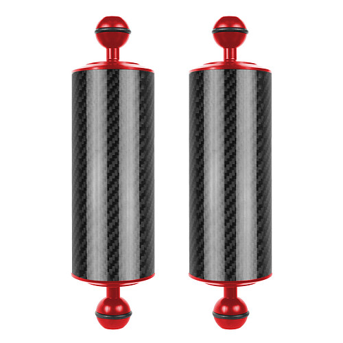 BGNING 2PCS Diving Photography Carbon Fiber Buoyancy Lamp Arm Dual Hand-Held Accessories Underwater Photography Accessories 1 Inch Dual Ball Head D60mm Long 8 /10 inch Buoyancy Upgraded Version