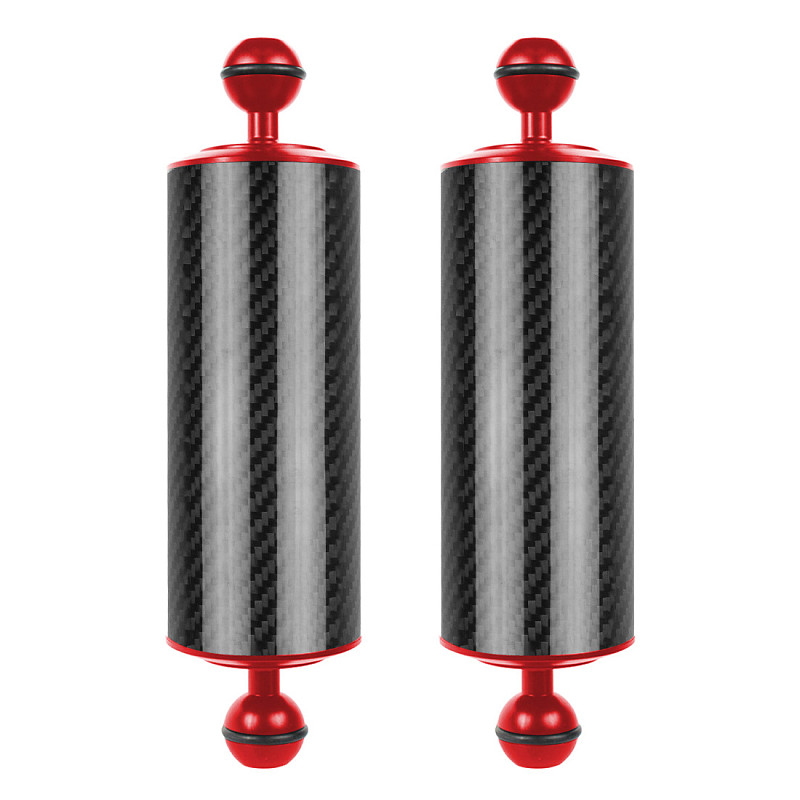 BGNING 2PCS Diving Photography Carbon Fiber Buoyancy Lamp Arm Dual Hand-Held Accessories Underwater Photography Accessories 1 Inch Dual Ball Head D60mm Long 8 /10 inch Buoyancy Upgraded Version