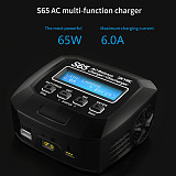 SKYRC S65 65W 6A AC Balance Lipo Charger Discharger w/XT60 Connector for 2-4S Lipo LiFe LiHV Battery/6S-8S LiMH LiCD Battery
