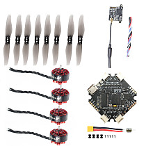 FEICHAO DIY RC Drone Accessories Kit AIO412T F4 AIO F411 FC +12A ESC 1204 5000KV Motors 3018 Propeller FE200T 5.8G VTX for FPV Racing Drone Toothpick Quadcopter