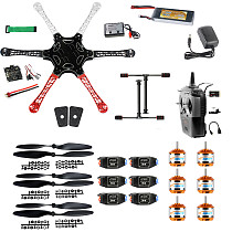XT-XINTE F550 Airframe RC Hexacopter Drone Kit DIY PNF Unassembly Combo Set with Kkmulticopter Flight Controller for Beginners (with Battery and Remote Controller)