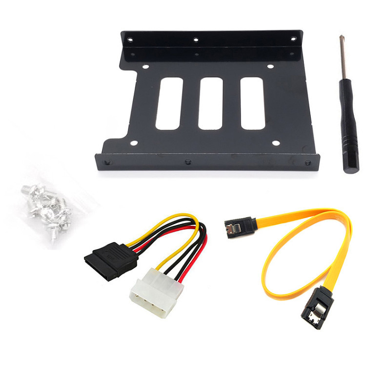 XT-XINTE Alloy hard disk bracket 2.5 to 3.5 SSD Mounting Kit with 4pin interface power cord + sata data cable