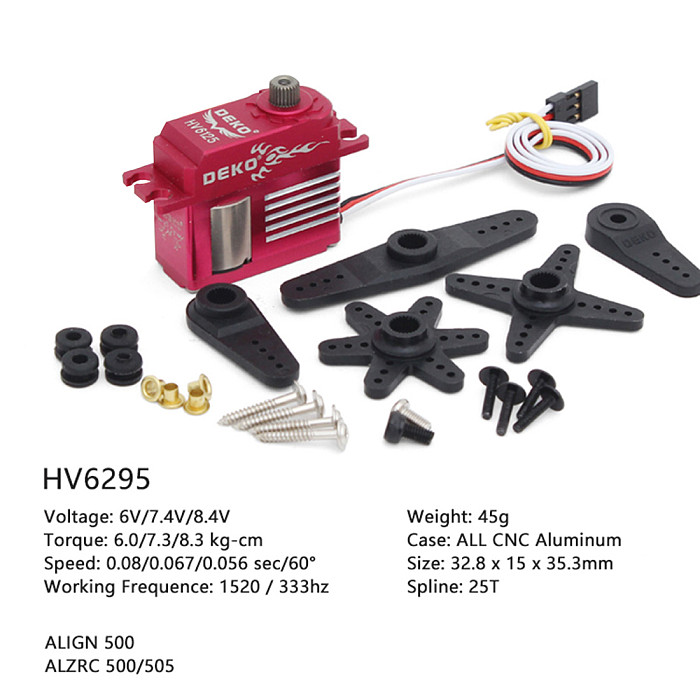 DEKO HV6295 HV6125 HV Metal Gear Swashplate Head-locking Digital Servo For RC Helicopter