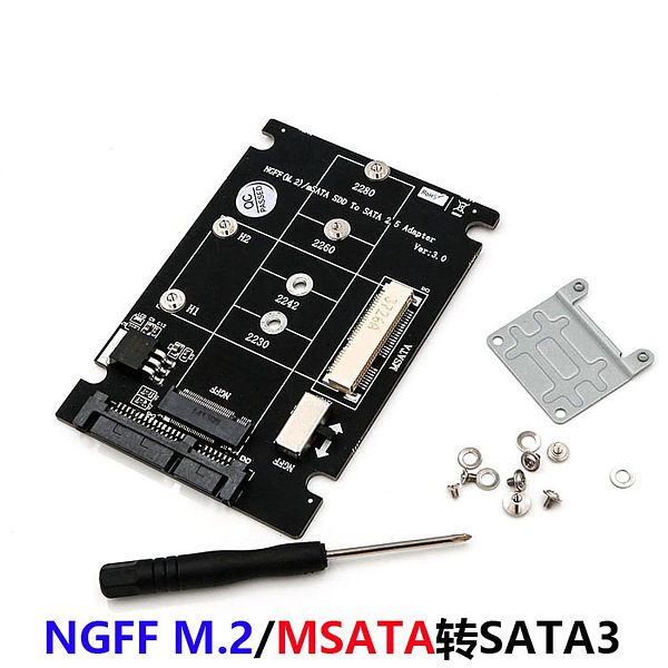 XT-XINTE 2 in 1 M.2 NGFF B Key Mini SATA SSD to SATA3.0 Adapter Card for mSATA SSD 2230 2242 2260 2280 M2 NGFF SATA M.2 Adapter