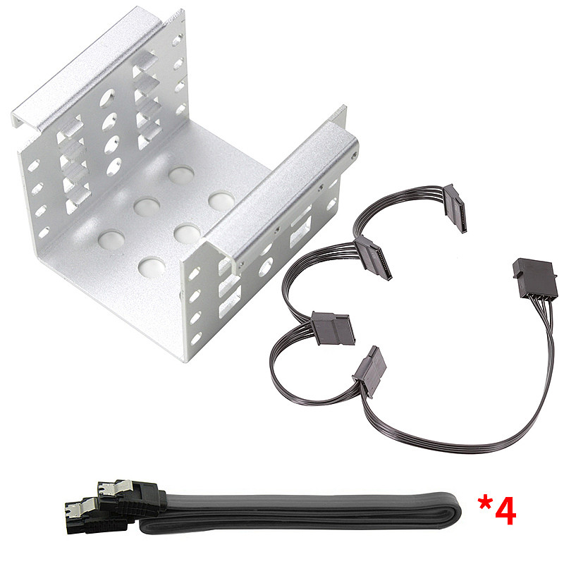 XT-XINTE 4-Bay 2.5 Inch to 3.5 Inch Hard Drive Caddy Internal Mounting Adapter Bracket Floppy Drive Aluminum Alloy Mobile Holder