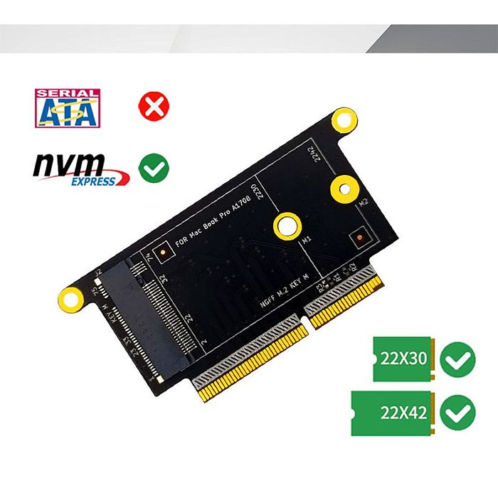 XT-XINTE Hard Disk Adapter Card M.2 NVMe（M-Key）2230 2242 SSD Conversion Card For 2017 PRO A1706 A1707 A1708 Model Driver-free