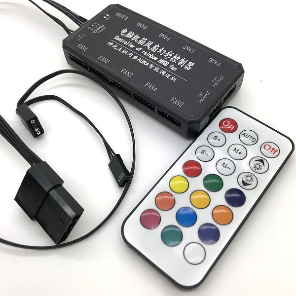 XT-XINTE Computer Remote Controller Cooler Cooling 21 Key RGB Controller Case Controller 10 ports 2 LED Strip Lights For PC CPU