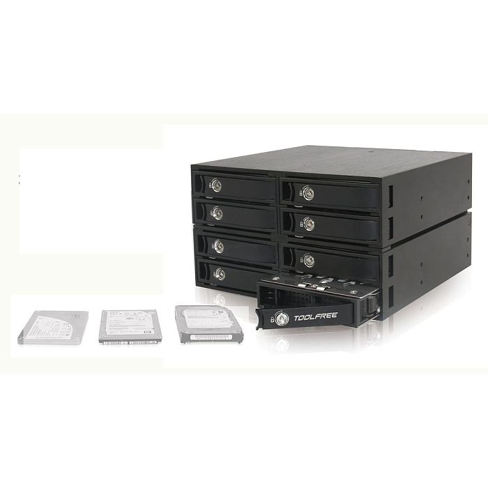 TOOLFREE 2.5 inch 8-Bay MiniSAS SFF-8087/8643 12Gbps 6Gbps Portable Hard Drive Enclosure Extraction Box For PC Laptop Computer