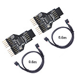 XT-XINTE 9 Pin USB Header Female 1 to 2 Male Board 9-Pin USB HUB USB 2.0 9 pin Connector Adapter for RGB Splitter With 30cm 60cm Cable