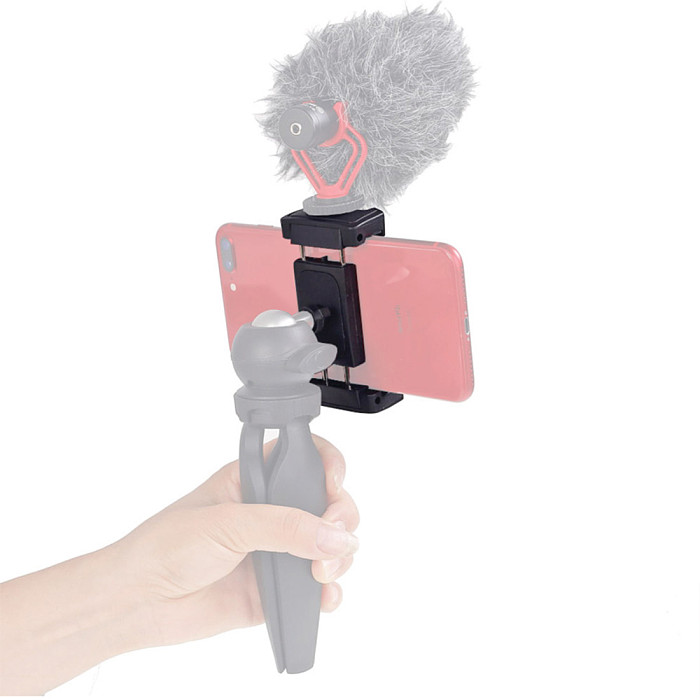 BGNing Updated Foldable Phone Mount Clip with Cold Shoe Live Broadcast Tripod Cell Phone Holder Stand for 5.7-10.4cm Smartphone