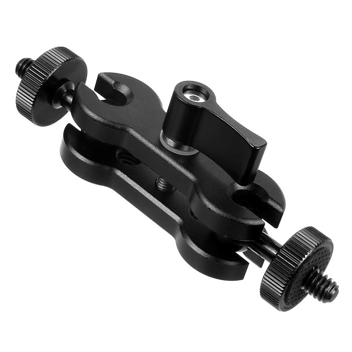BGNING Aluminum Multi Function Ball Head Clamp Mount Clamp Magic Arm Super Clamp Adapter Holder Dual Ball Head Hot Shoe w 1/4'' Screw
