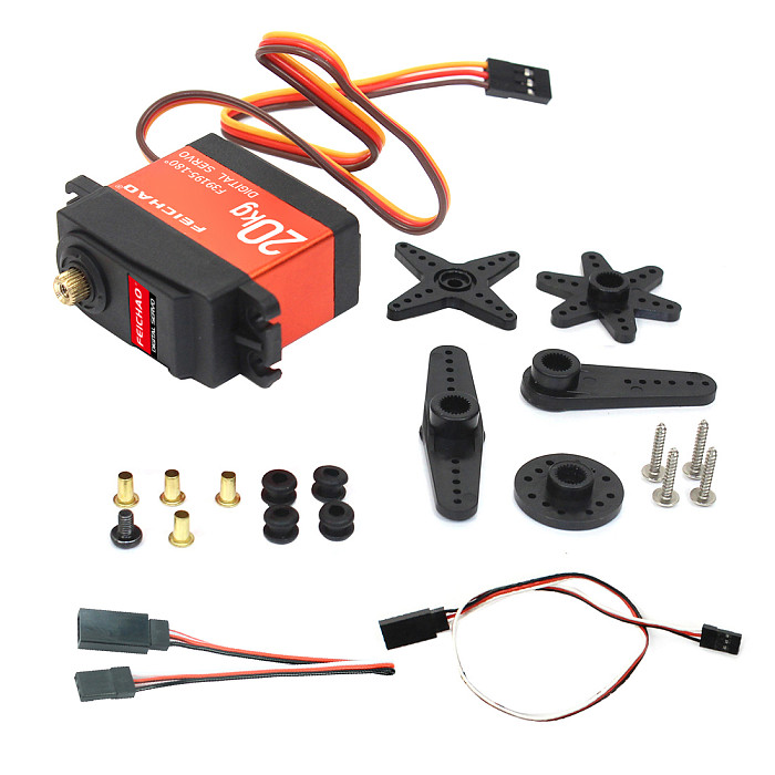 Feichao Waterproof Servo 20kg Coreless Servo 180 270 360 Degree Large Torque Digital Aluminium Metal Gears 25T Arm For Helicopter Car