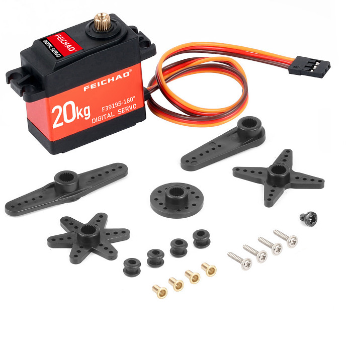 Feichao Waterproof Servo 20kg Coreless Servo 180 270 360 Degree Large Torque Digital Aluminium Metal Gears 25T Arm For Helicopter Car