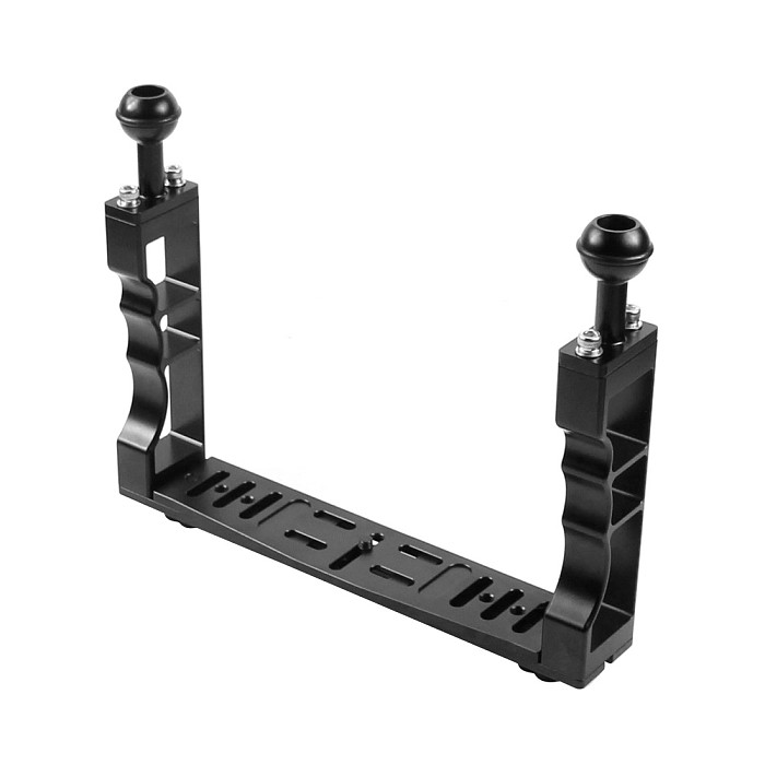 XT-XINTE CNC Aluminum Alloy Camera Dual Hand Holder Fill Light Arm with Ball Head Clamp For Photography/Sports Camera Diving Bracket Stabilizer