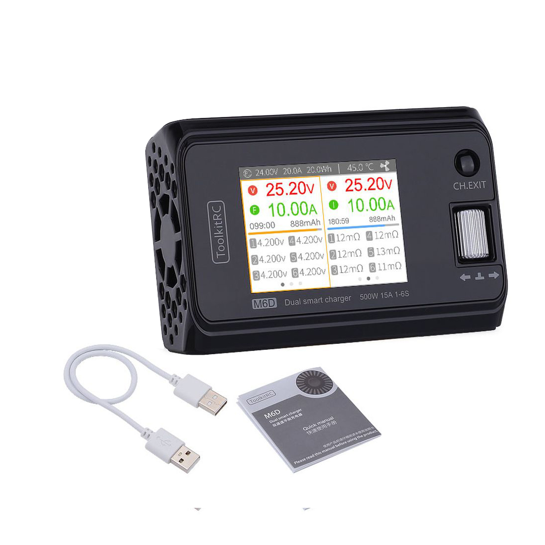 ToolkitRC M6D 500W 15A DC Dual Channel MINI Smart Charger