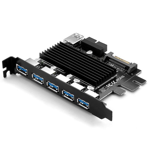 XT-XINTE USB 3.0 PCI-E Expansion Card 5 Ports Hub Adapter External Controller Express 19pin USB SATA Cable Power Connector Cable
