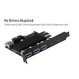 XT-XINTE USB 3.0 PCI-E Expansion Card 5 Ports Hub Adapter External Controller Express 19pin USB SATA Cable Power Connector Cable