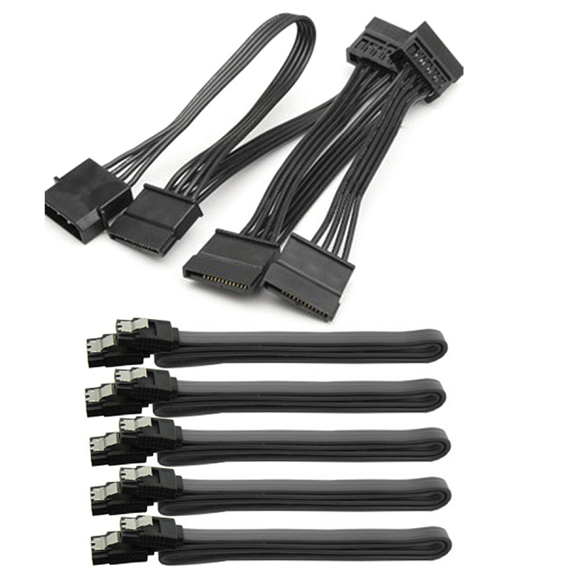 XT-XINTE 4Pin to SATA 15Pin Adapter 1 to 5 Splitter Hard Drive Power Extension Cable 18AWG Red for DE Molex PC DIY