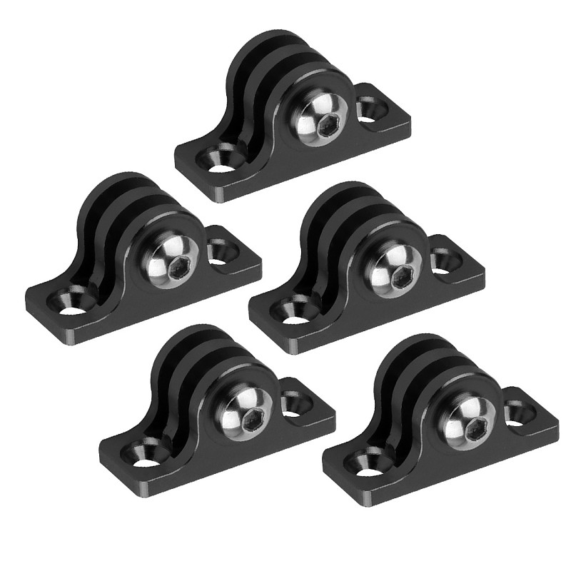 BGNING 5x Aluminum Universal Sports Action Camera 1  inch Base Mount Connector Low Angle Flat Bottom Adapter w/ M5x16 Screw and Wrench
