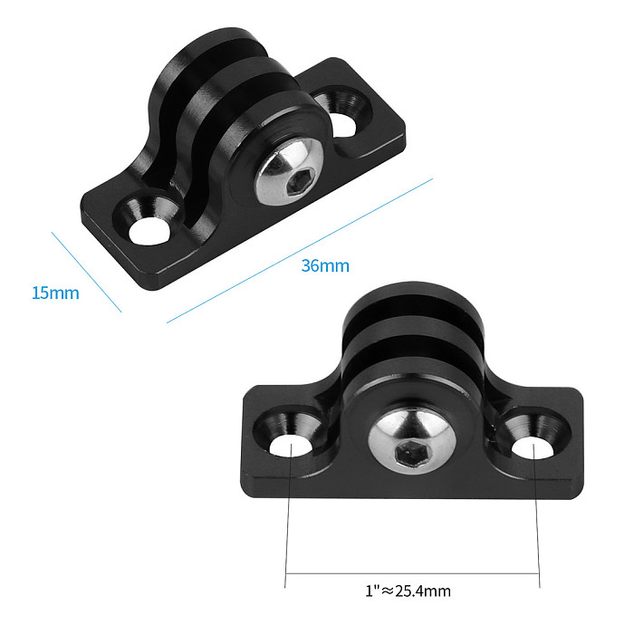 BGNING 5x Aluminum Universal Sports Action Camera 1  inch Base Mount Connector Low Angle Flat Bottom Adapter w/ M5x16 Screw and Wrench