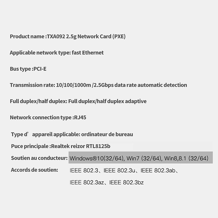 DIEWU TXA092 PCIE Card 2.5Gbps Gigabit Network Card 10/100/1000Mbps RTL8125b RJ45 Ethernet Network Card PCI-E Network Adapter