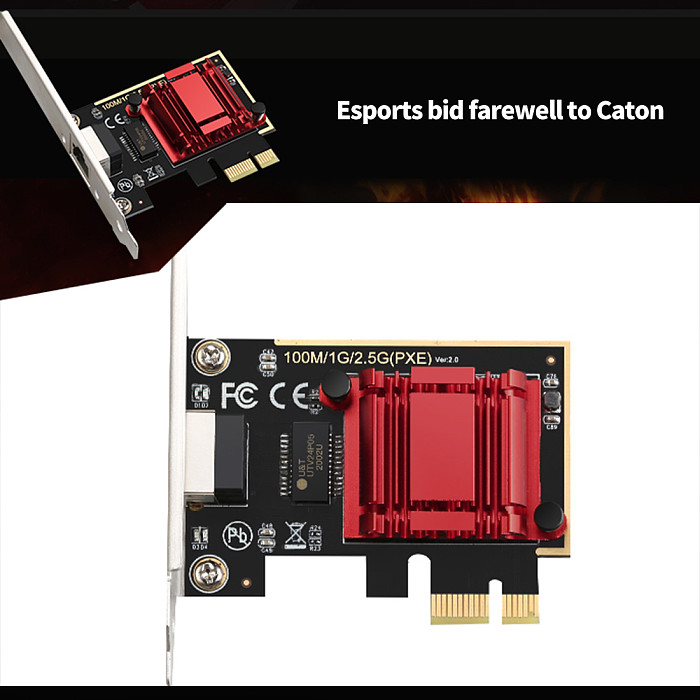 DIEWU TXA092 PCIE Card 2.5Gbps Gigabit Network Card 10/100/1000Mbps RTL8125b RJ45 Ethernet Network Card PCI-E Network Adapter