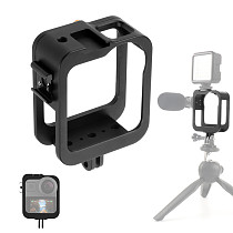 FEICHAO Aluminum CNC Protective Cover 360 VR Panoramic Camera Cage for Gopro Max Frame Removable Quick Release Case with Cold Shoe Mount