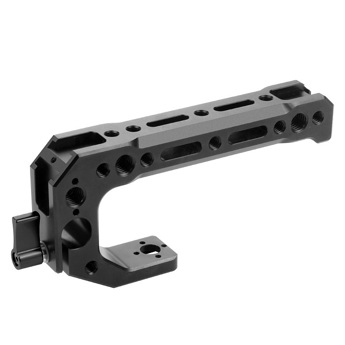 FEICHAO BSB-2A-B CNC Universal Locating Top Handle Grip with 15mm Rod Clamp Rabbit Cage Kit with Cold Shoe + 1/8 3/8inch Screw for DSLR Camera Microphone
