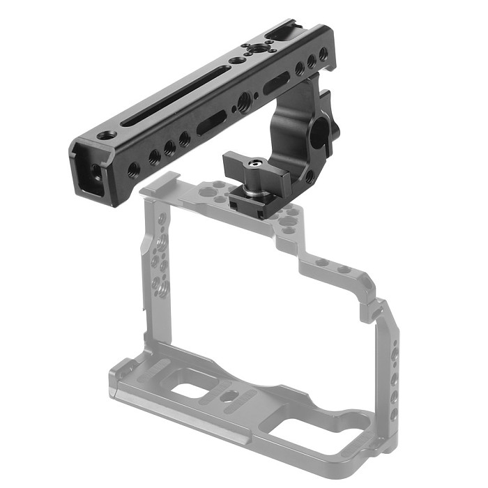FEICHAO BSB-1A-B CNC Universal Positioning Handle 15mm Rod Clamp SLR Rabbit Cage Kit with Cold Shoe + 1/8inch 3/8inch Screw for DSLR Camera Cage Microphone Shoe Mount