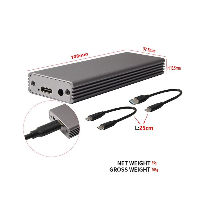 XT-XINTE Aluminum Alloy Type-C USB-C to 16+12 Pin Mobile Box AC-MAC3EHDD Enclosure for Air Pro 2013 2014 2015 2016 SSD Portable Case