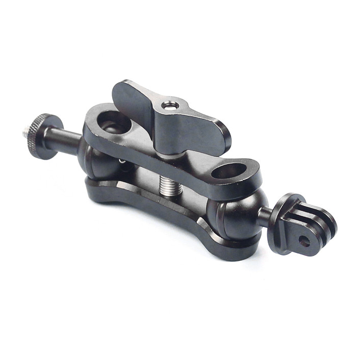 For GoPro13 BGNING CNC 360 Degree Rotation Ball Head Mount Tripod 2.5CM + 1 Inch 1/4 Extended Ball Head + Extended Butterfly Clamp Compatible for Photography Equipment Underwater