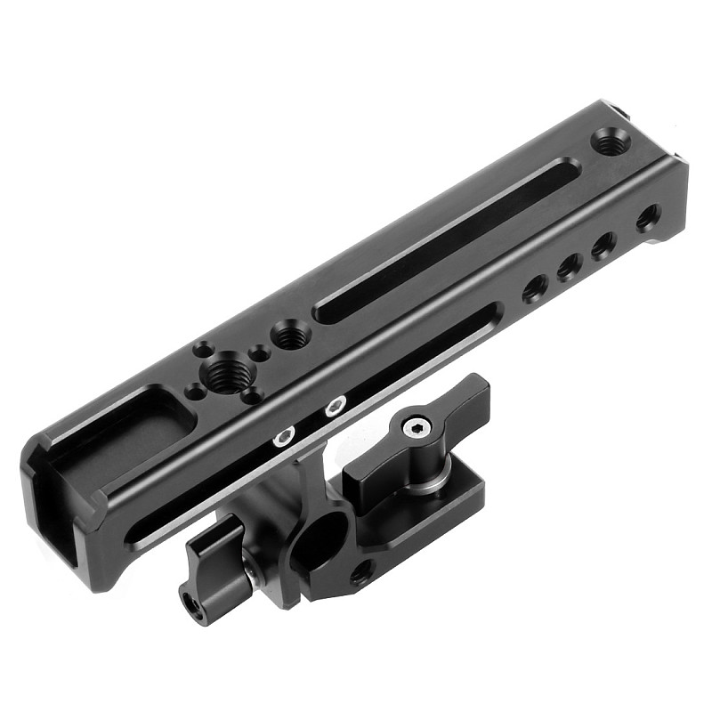 FEICHAO BSB-1A-B CNC Universal Positioning Handle 15mm Rod Clamp SLR Rabbit Cage Kit with Cold Shoe + 1/8inch 3/8inch Screw for DSLR Camera Cage Microphone Shoe Mount