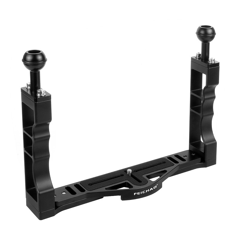 For GoPro13 FEICHAO New Upgrade DSLR Diving Dual Handheld Tray Holder Handle Rig w / 1/4  Screw Base Sports Camera Light Underwater Photo Mount