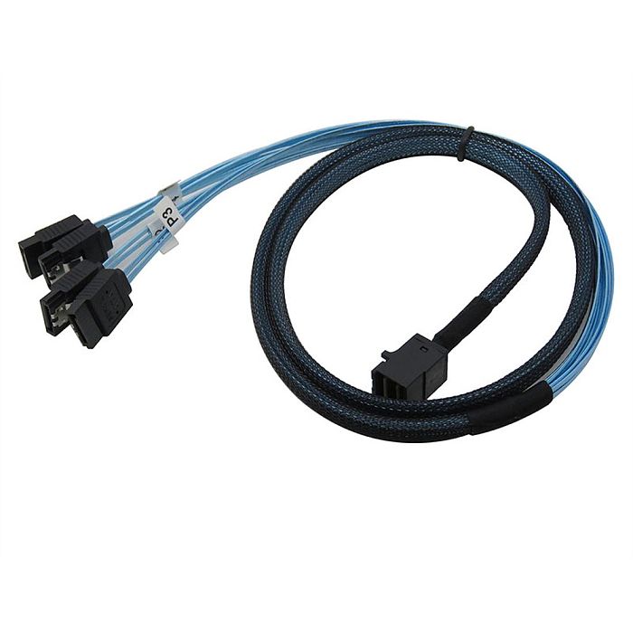 XT-XINTE 12Gbps HD36P Mini SAS SFF-8643 to 4 x SATA 7P Cable Hard Drive Cable HD Mini SAS Host/Controller to 4 SATA Backplane