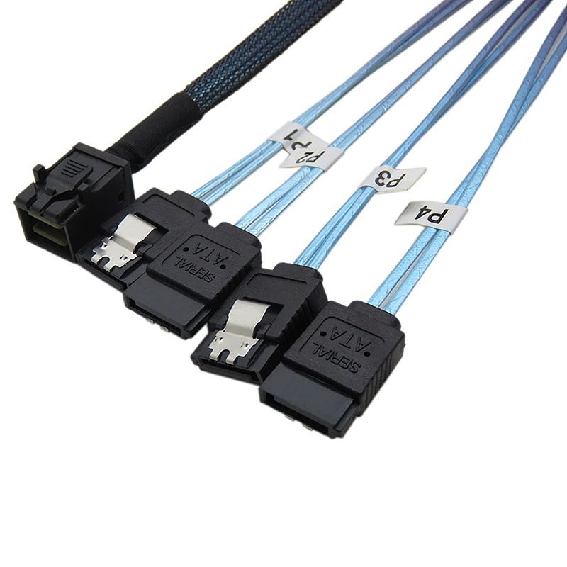 XT-XINTE 12Gbps HD36P Mini SAS SFF-8643 to 4 x SATA 7P Cable Hard Drive Cable HD Mini SAS Host/Controller to 4 SATA Backplane