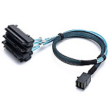 XT-XINTE SAS SATA Cables SFF-8643 To 4 SFF-8482 Internal Mini SAS HD to 4 29pin SFF-8482 Connector with SAS 15pin Power Port 12GB/S Cable