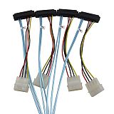 XT-XINTE Internal Mini SAS 36P SFF-8643 to (4) SAS 29pin SFF-8482 Connectors with 4Pin Power Cable Server Hard Disk Data Cable