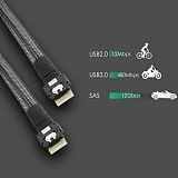 XT-XINTE Slim SAS 38P SFF-8654 to SFF8654 12Gbps Server Hard Drive HDD Data Transmission Cable 50cm