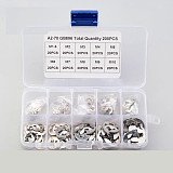 FEICHAO 1Pack 304 Stainless Steel E-Clip Retaining Circlip Assortment Kit M1.5-M10 E Clip Washer Circlip Retaining Ring