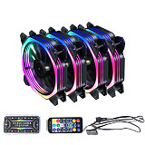 XT-XINTE 120mm RGB Color Case Fans 11- Blades Quiet Computer Cooling PC Fans RGB Color Changing LED Fan with Remote Control Music Rhythm Sync & ARGB Motherboard Sync