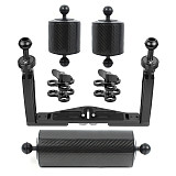 BGNing Aluminium Diving DSLR Cameras Cage Dual Handheld Tray Bracket w/ Buttery Clips Carbon Fiber Extension Arm Floating Tripod Mount
