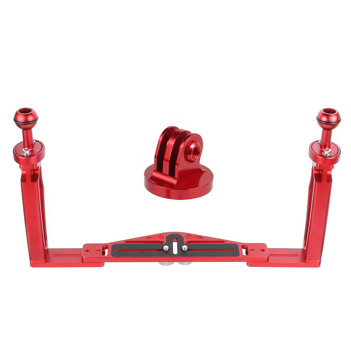 For GoPro13 BGNing Aluminium Diving DSLR Cameras Cage Dual Handheld Tray Bracket w/ Buttery Clips Carbon Fiber Extension Arm Floating Tripod Mount