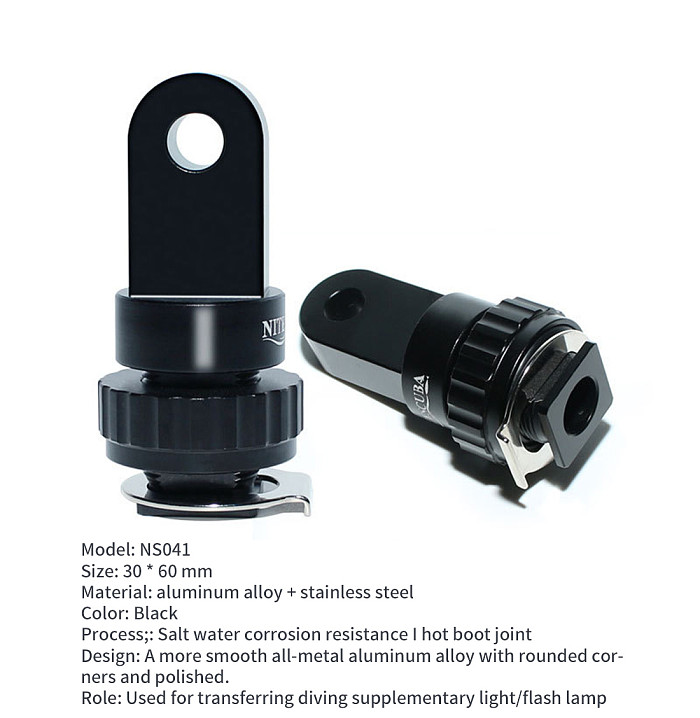 NiteScuba Waterproof Shell Hot Shoe Adapter Aluminum Alloy Adapter for Diving Camera Underwater Photography